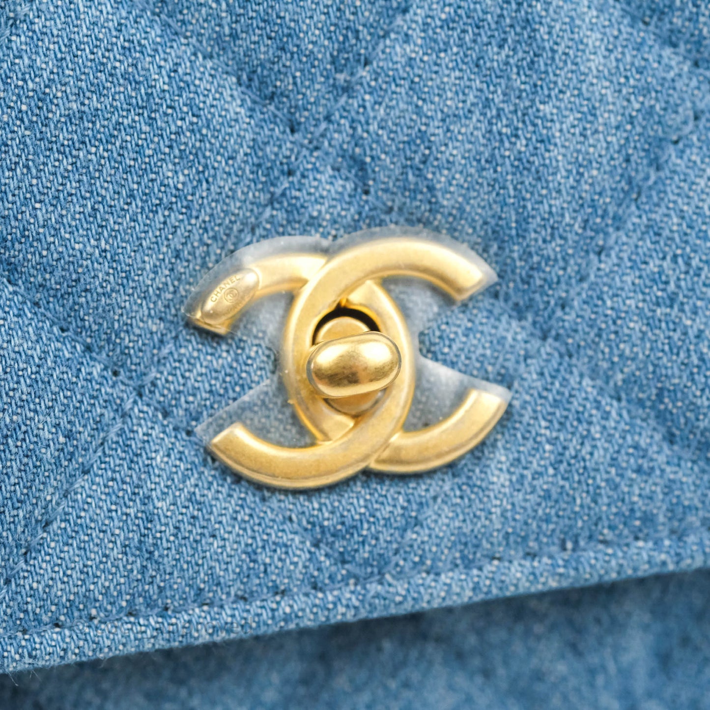 Chanel Quilted Pearl Crush Wallet on Chain WOC Denim Aged Gold Hardware