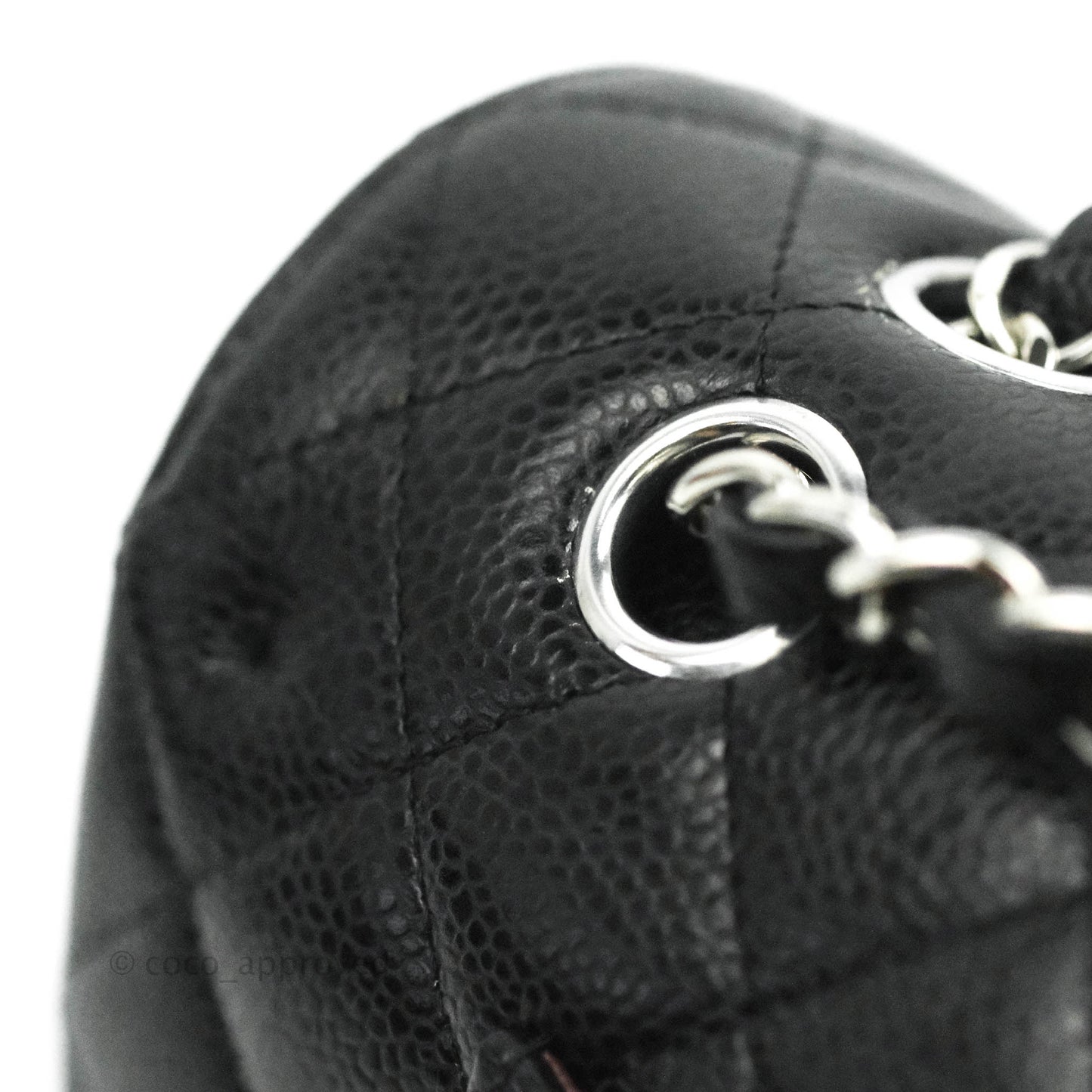 Chanel Classic M/L Medium Double Flap Bag Black Caviar Silver Hardware