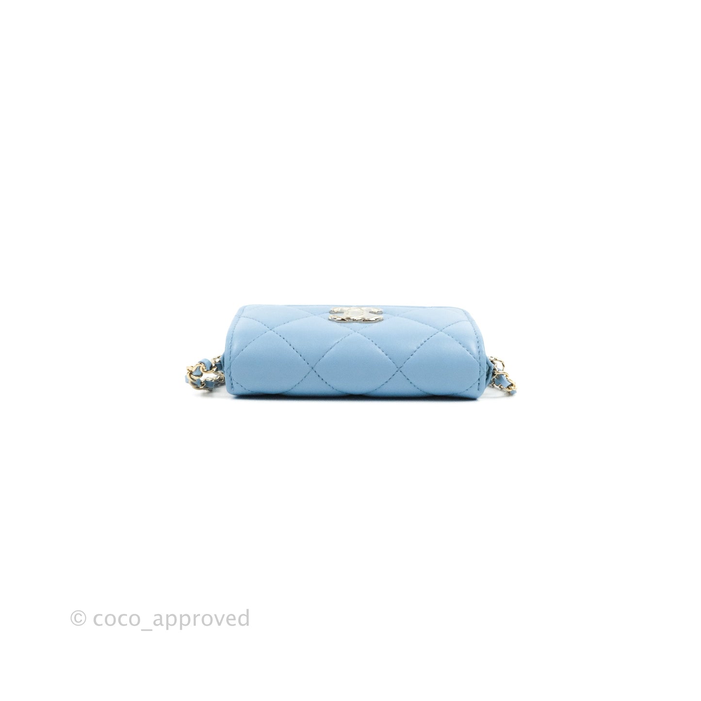 Chanel Mini Clutch With Chain Blue Lambskin Gold Hardware