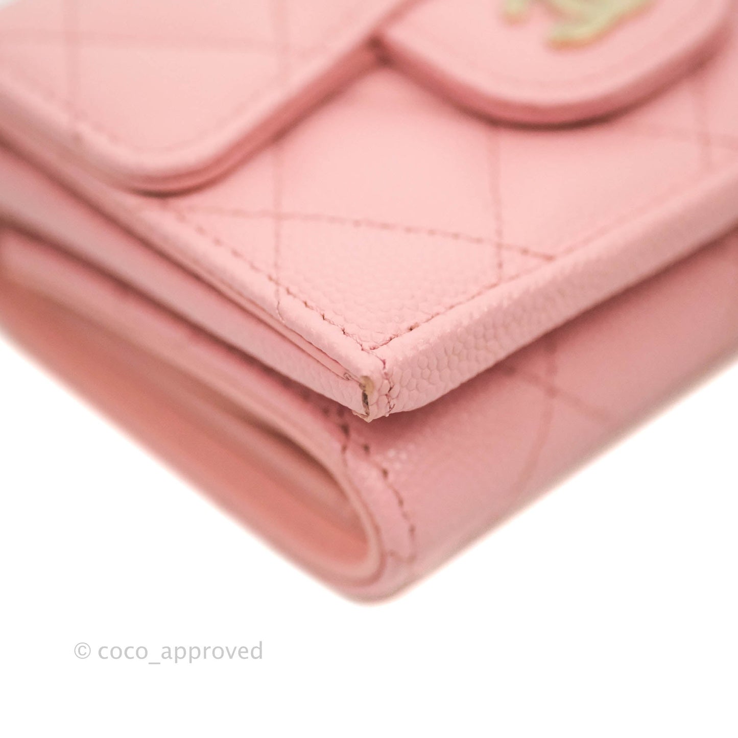Chanel Quilted Small Classic Flap Trifold Wallet Pink Caviar Gold Hardware