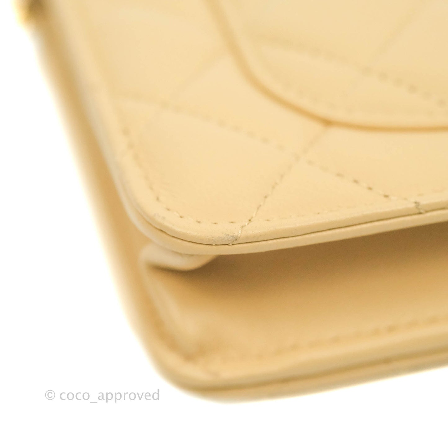 Chanel Quilted Pearl Crush Wallet on Chain WOC Beige Lambskin Aged Gold Hardware
