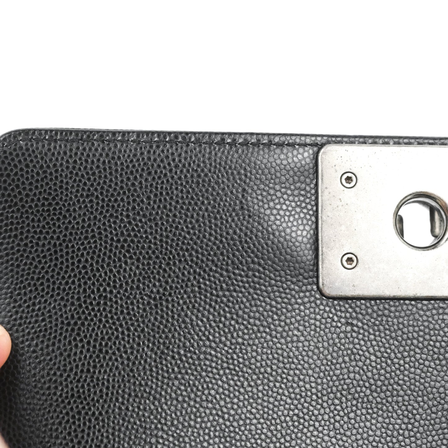 Chanel Small Quilted Boy Bag Black Caviar Ruthenium Hardware