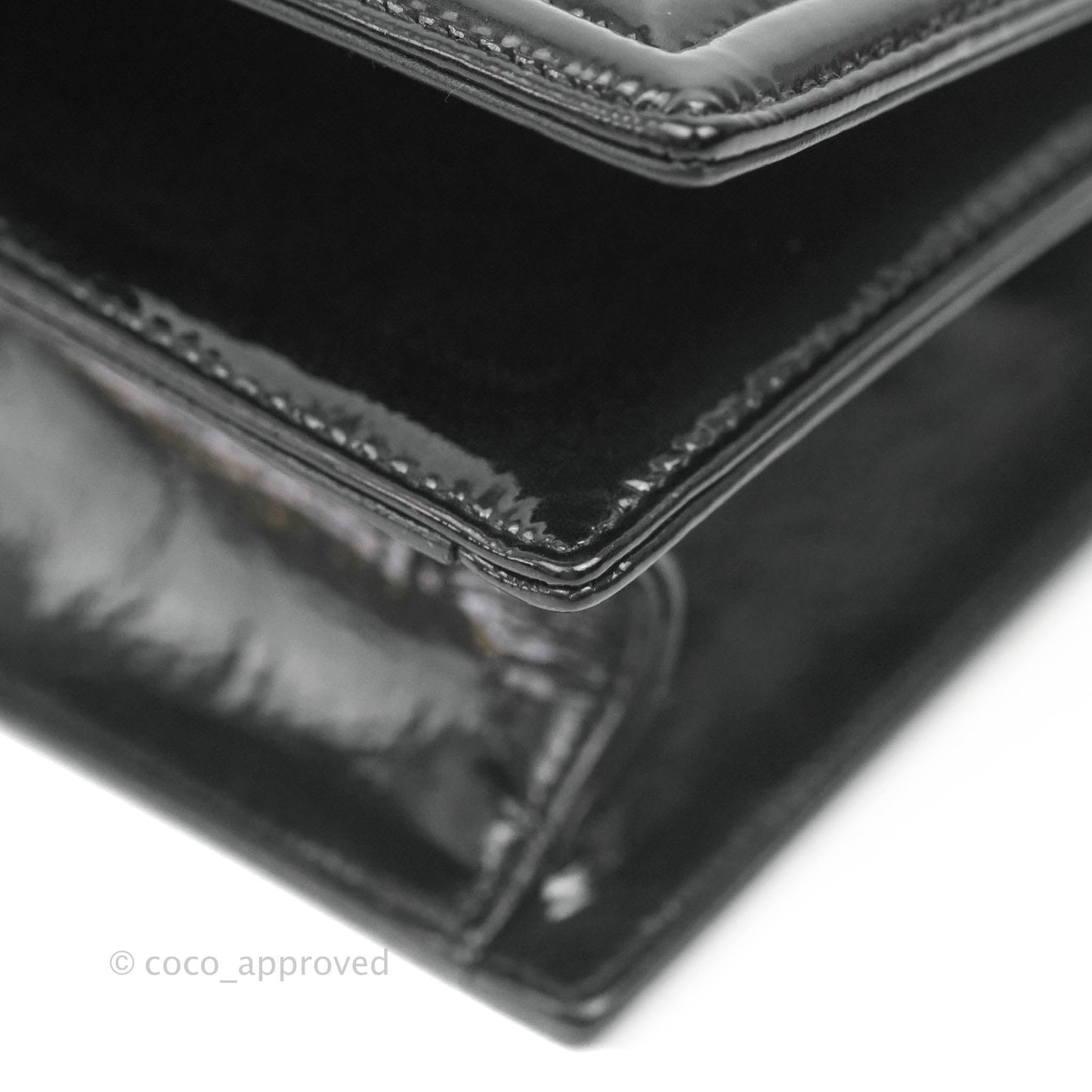 Chanel Boy Clutch Python Patent Black Ruthenium Hardware