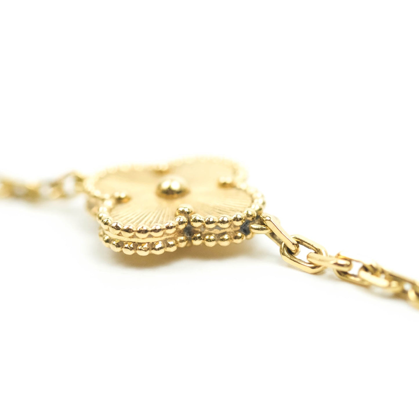 Van Cleef & Arpels Vintage Alhambra 5 Motifs Guilloche Yellow Gold Bracelet