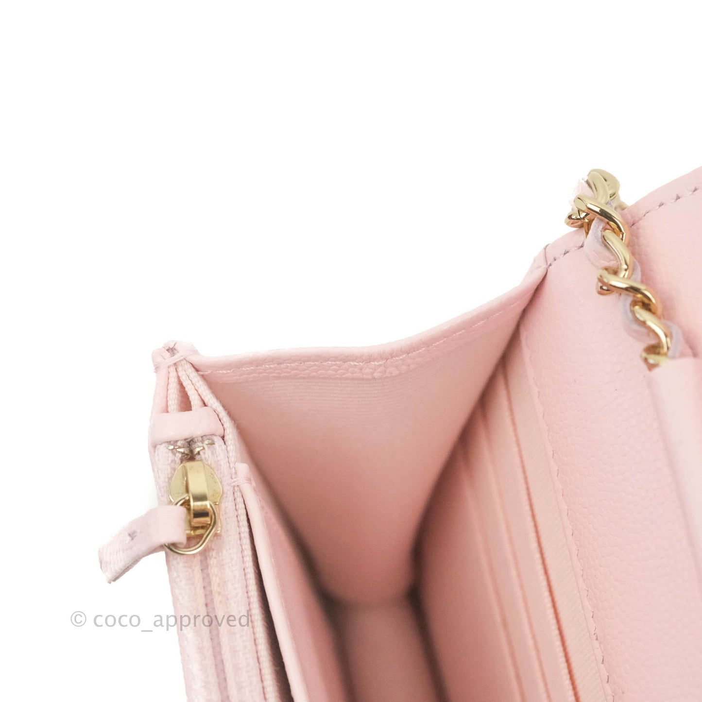 Chanel Quilted Wallet on Chain WOC Crystal Braided CC Light Pink Caviar Gold Hardware