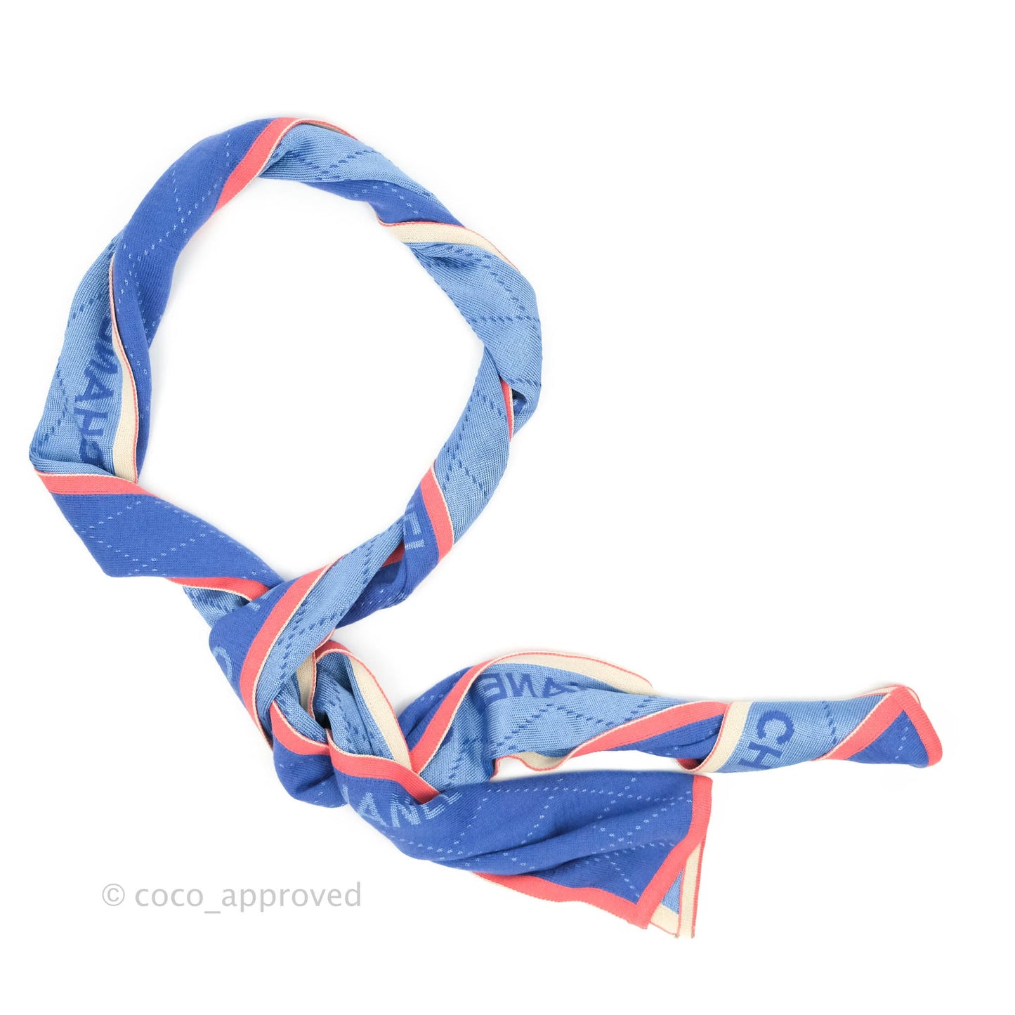 Chanel Knitted Scarf Quilted Blue Pink