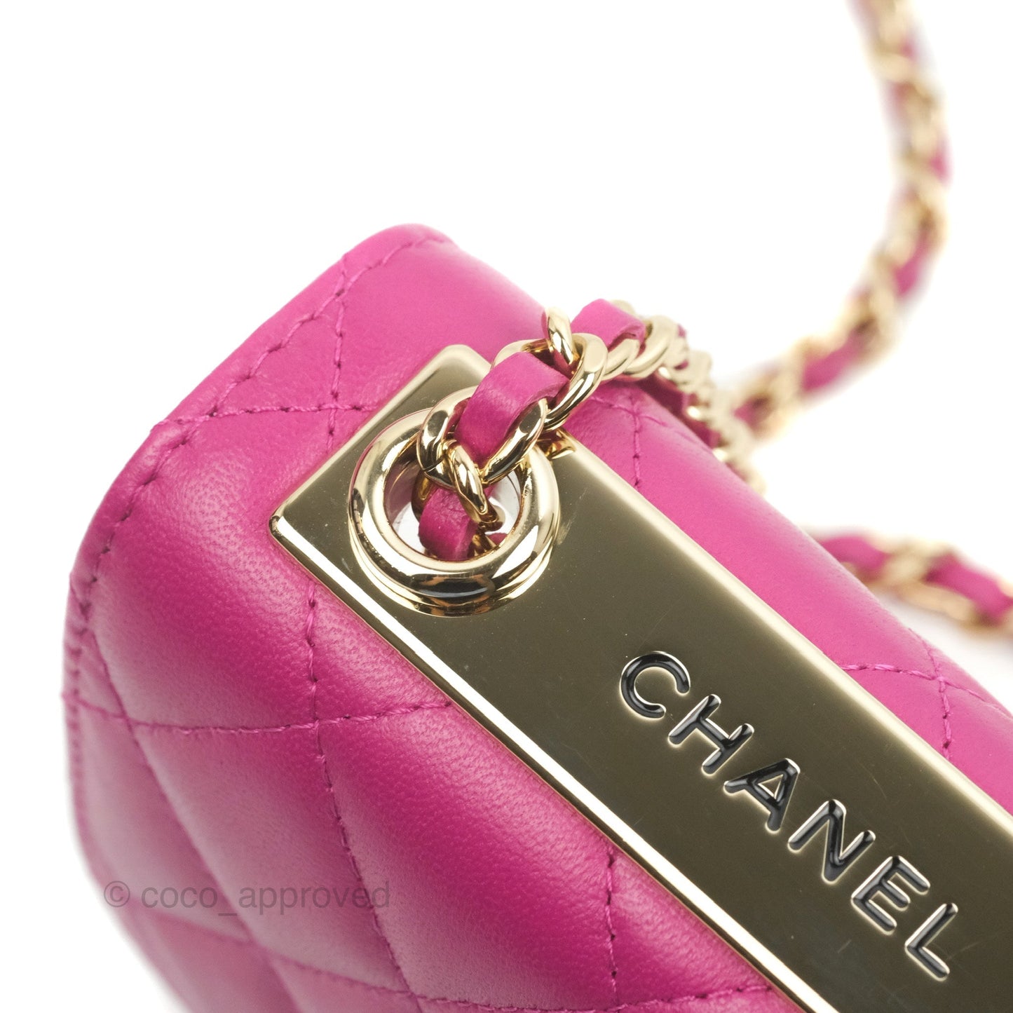 Chanel Mini Quilted Trendy CC Clutch With Chain Plum Lambskin Gold Hardware