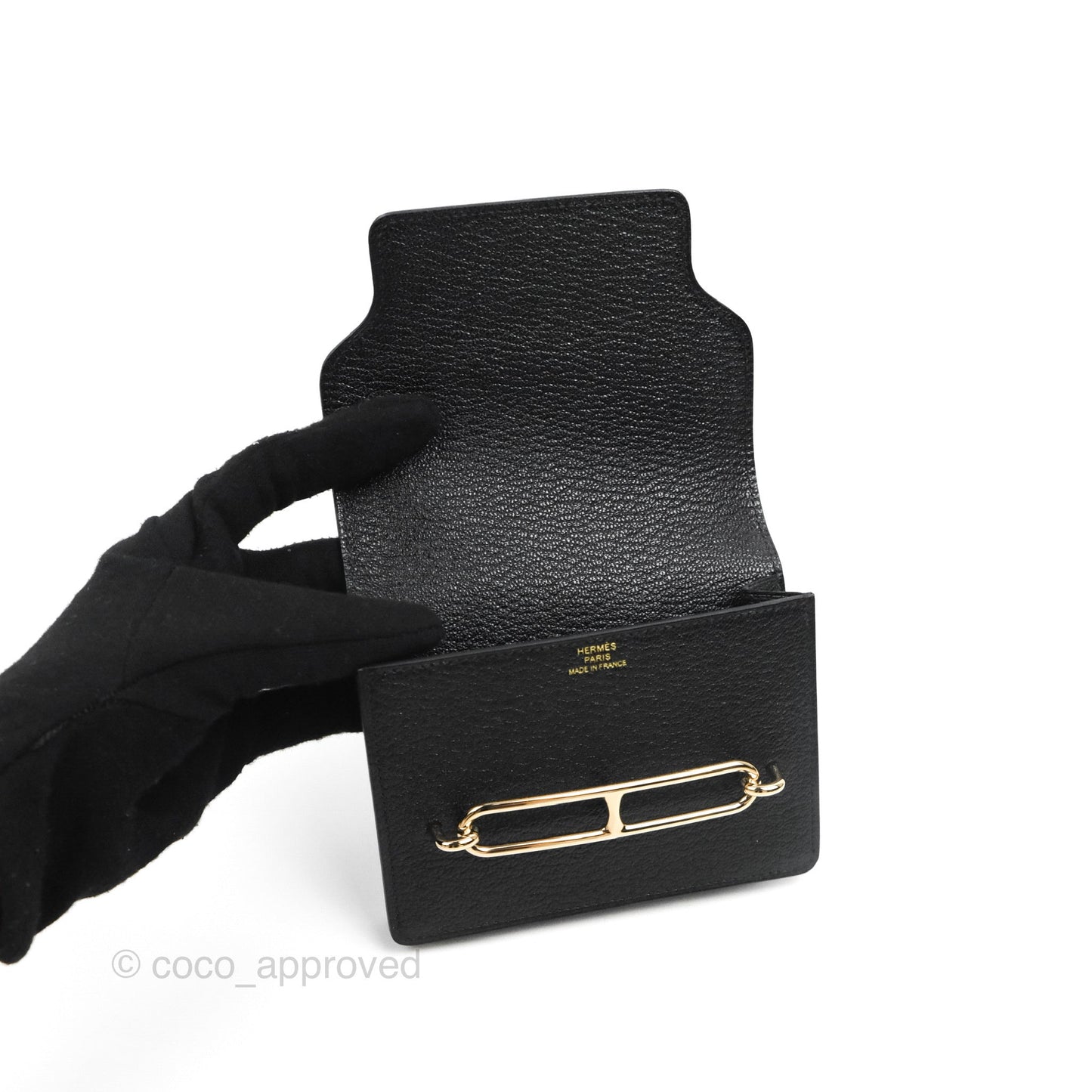 Hermès Roulis Slim Wallet Chevre Mysore Black Gold Hardware