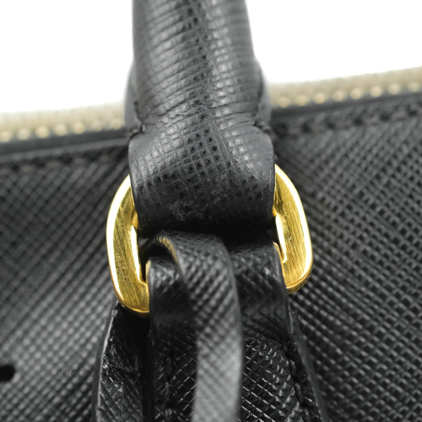 Prada Galleria Double Lux Black Saffiano Leather Zip Satchel