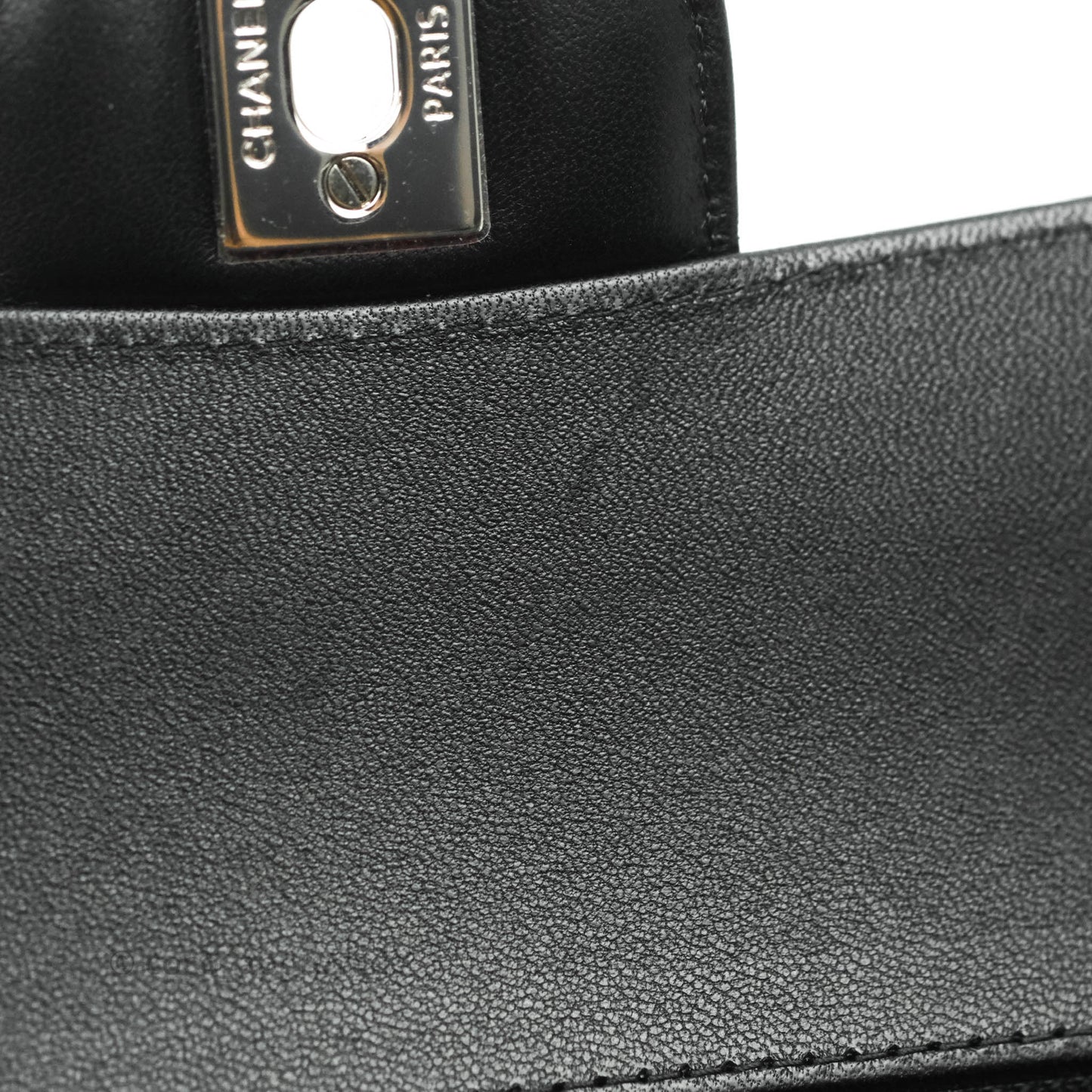 Chanel Classic M/L Medium Chevron Double Flap Black Lambskin Silver Hardware
