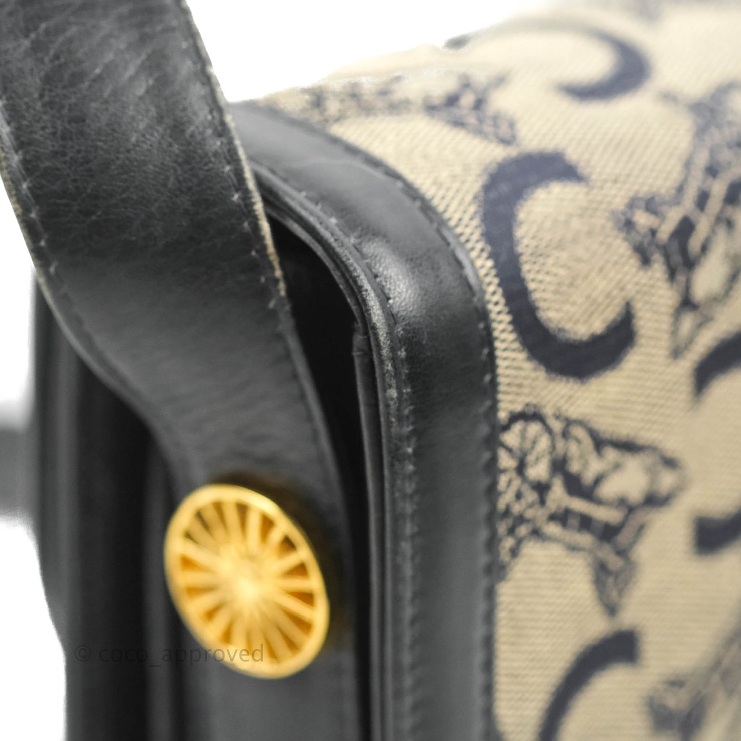 Celine Macadam Horse Carriage Bag Navy Gold Hardware