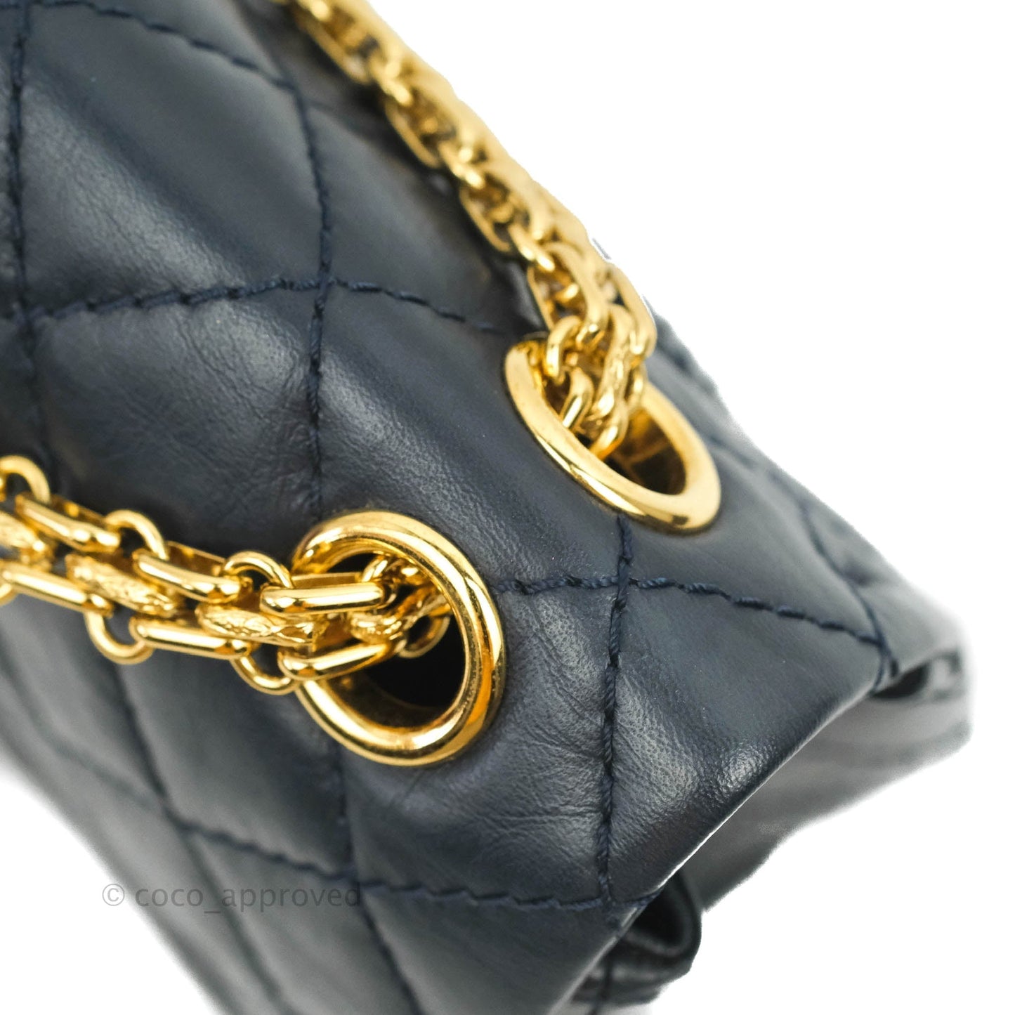 Chanel Mini Reissue 224 Navy Aged Calfskin Gold Hardware