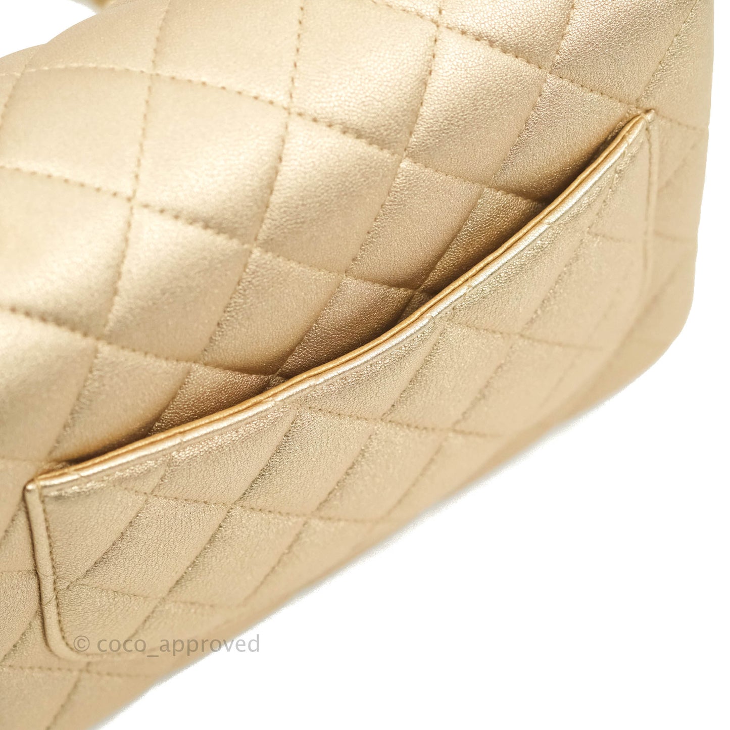Chanel Classic Quilted Mini Square Flap Iridescent Gold Gold Hardware 21P