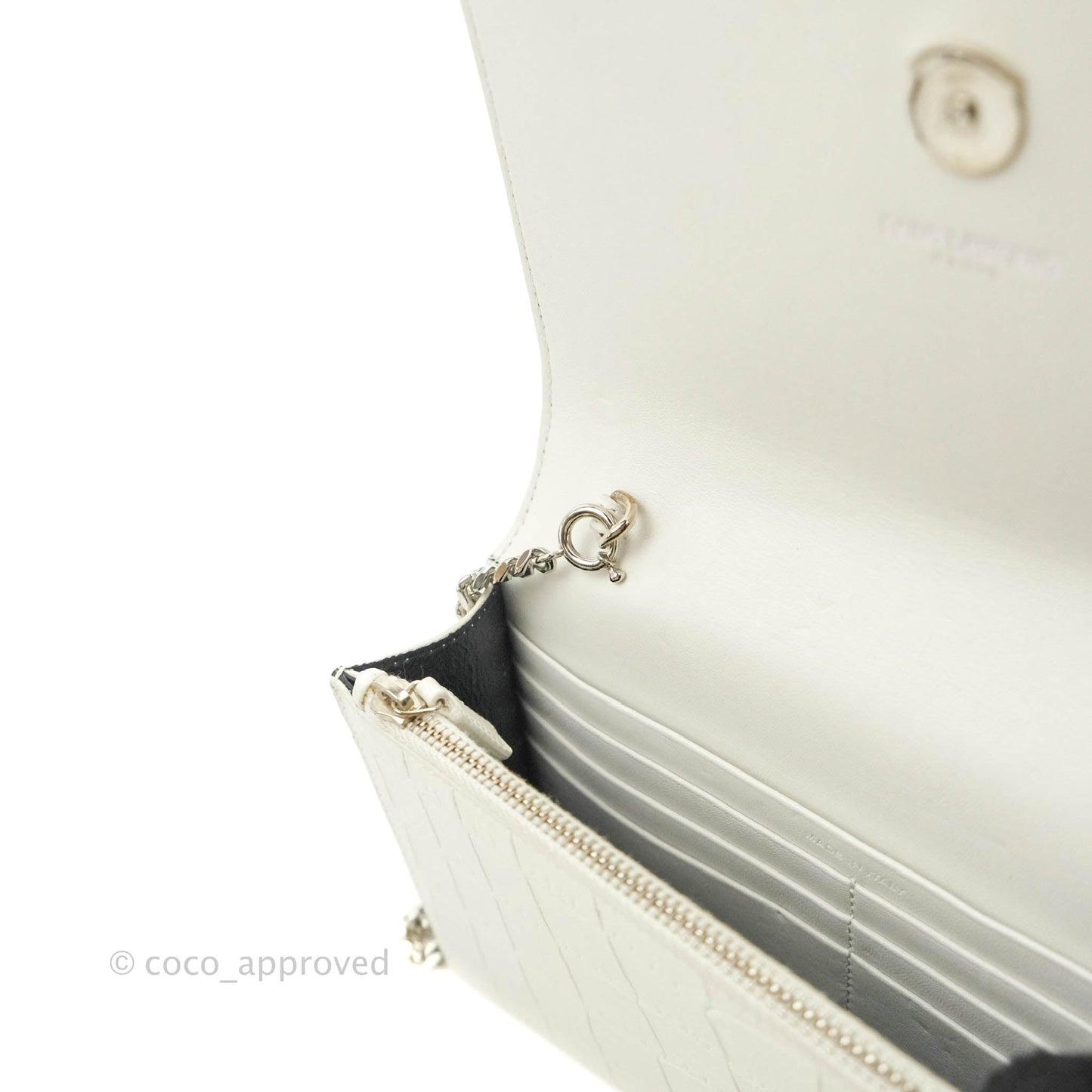 Saint Laurent Kate Tassel WOC White Silver Hardware