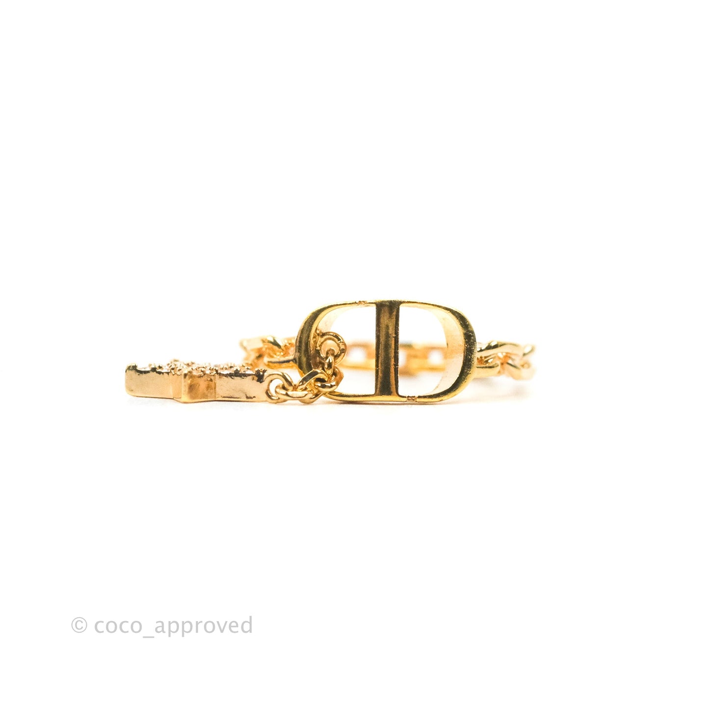 Christian Dior Crystal Petit CD Star Charm Rings Pink Gold