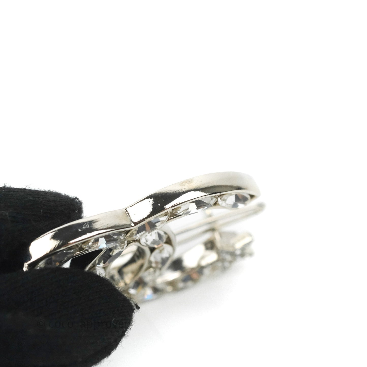 Chanel CC Crystal Star Hair Clip Silver Tone 20P