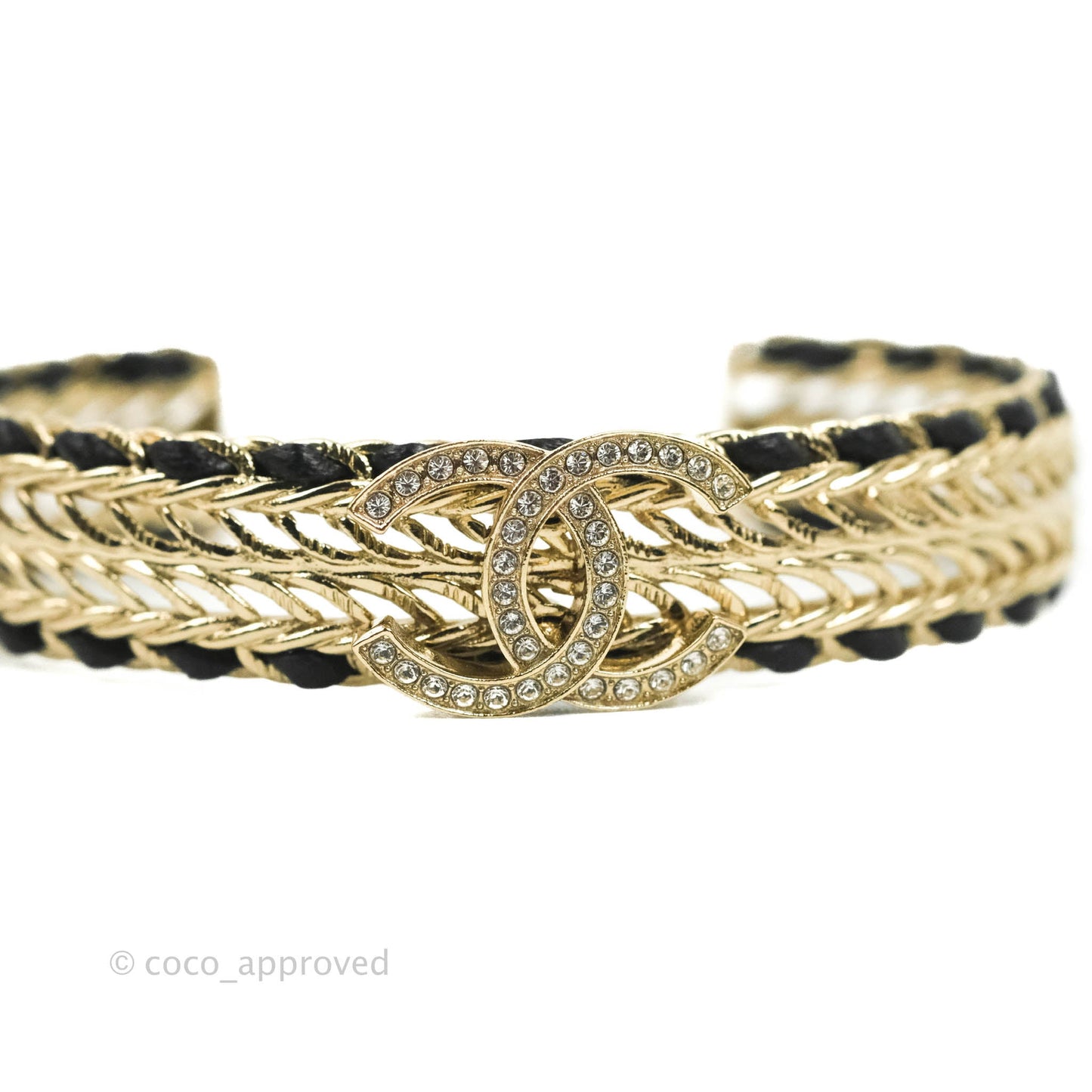 Chanel CC Crystal Bracelet Gold Tone 22S