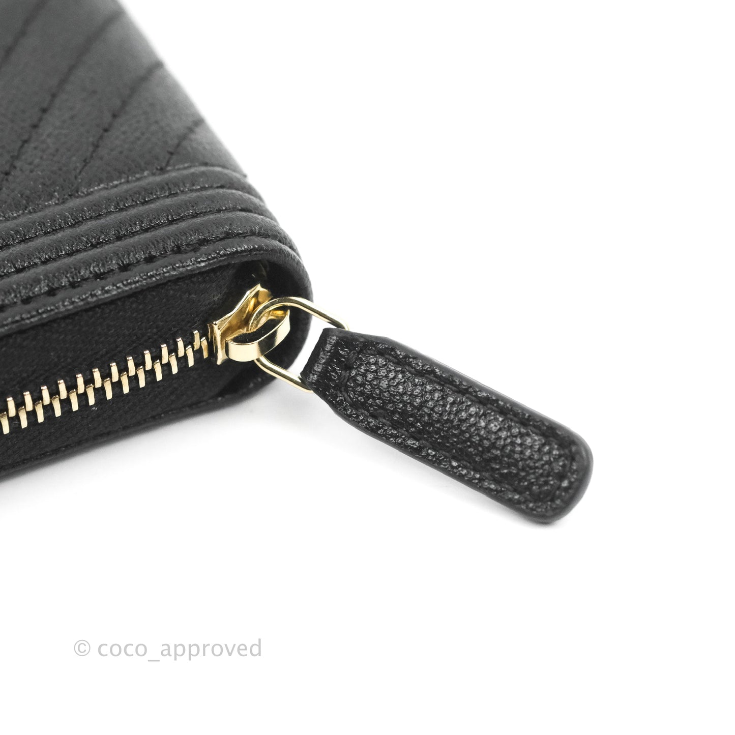 Chanel Chevron Boy Zip Card Holder Black Caviar Gold Hardware