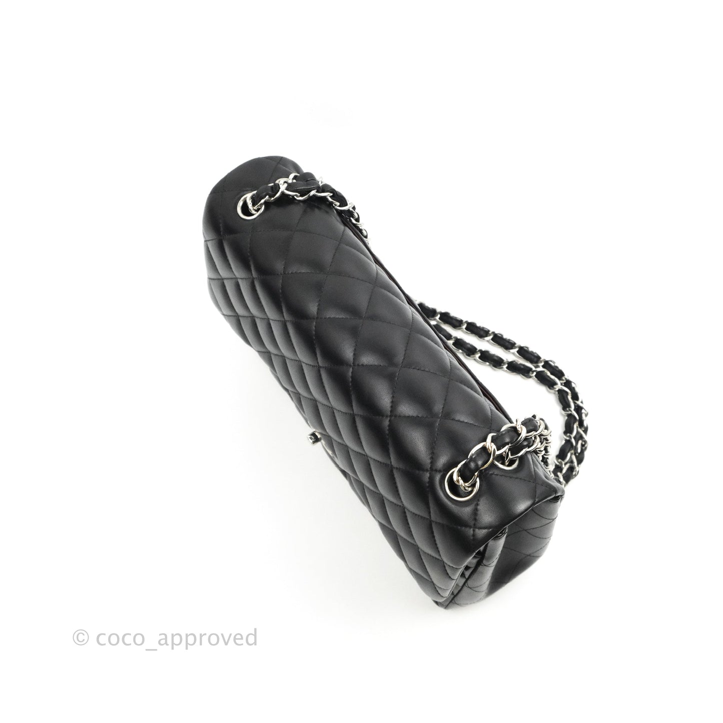 Chanel Quilted Jumbo Double Flap Black Lambskin Silver Hardware