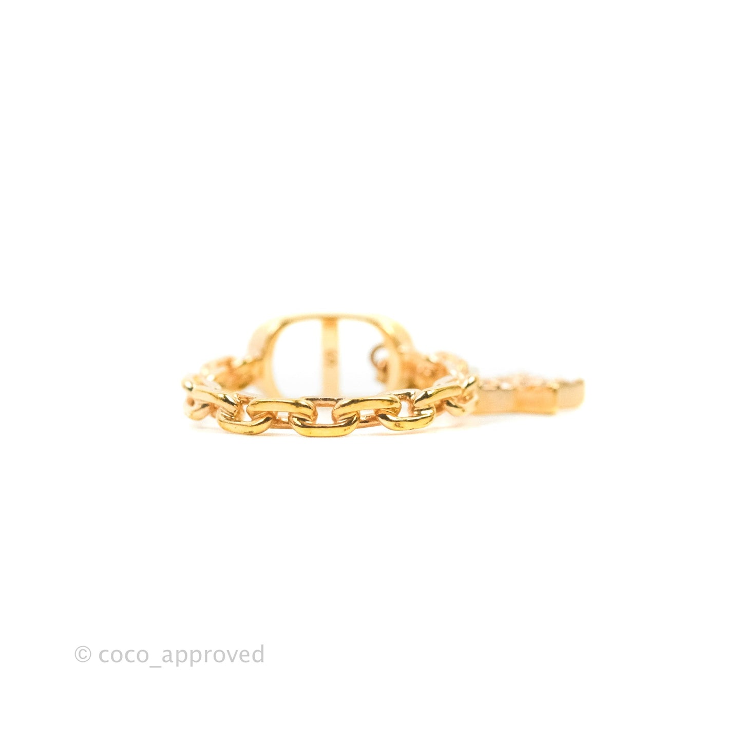 Christian Dior Crystal Petit CD Star Charm Rings Pink Gold