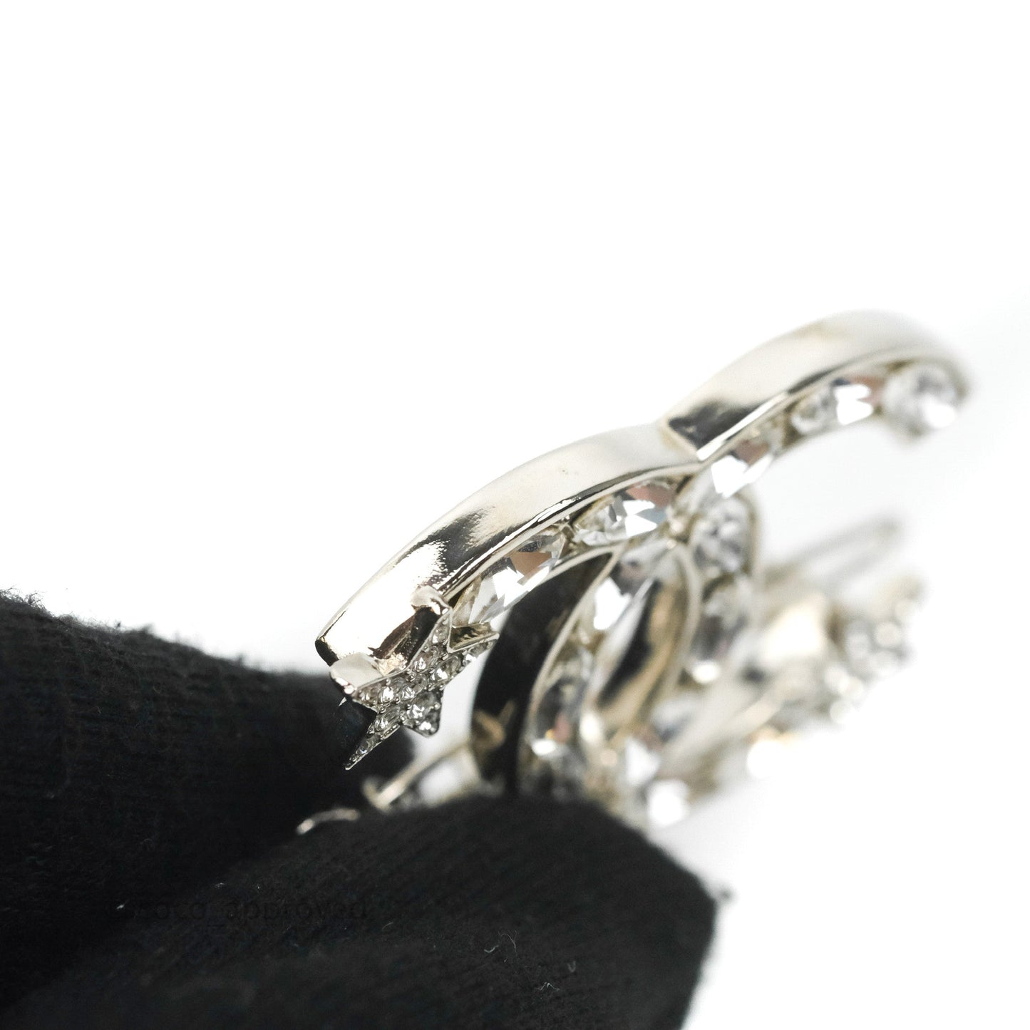 Chanel CC Crystal Star Hair Clip Silver Tone 20P