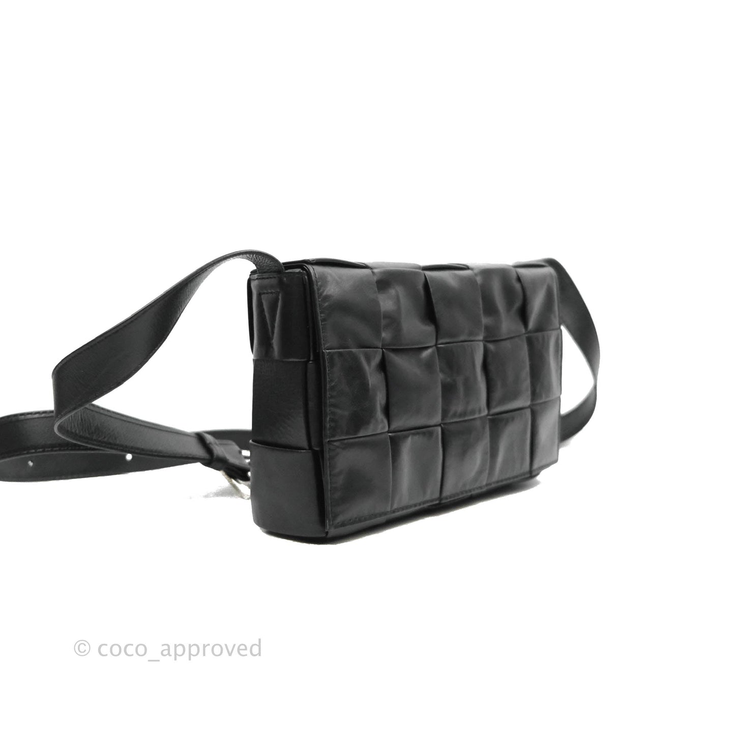 Bottega Veneta Intrecciato Paper Cassette Calfskin Bag Black Silver Hardware