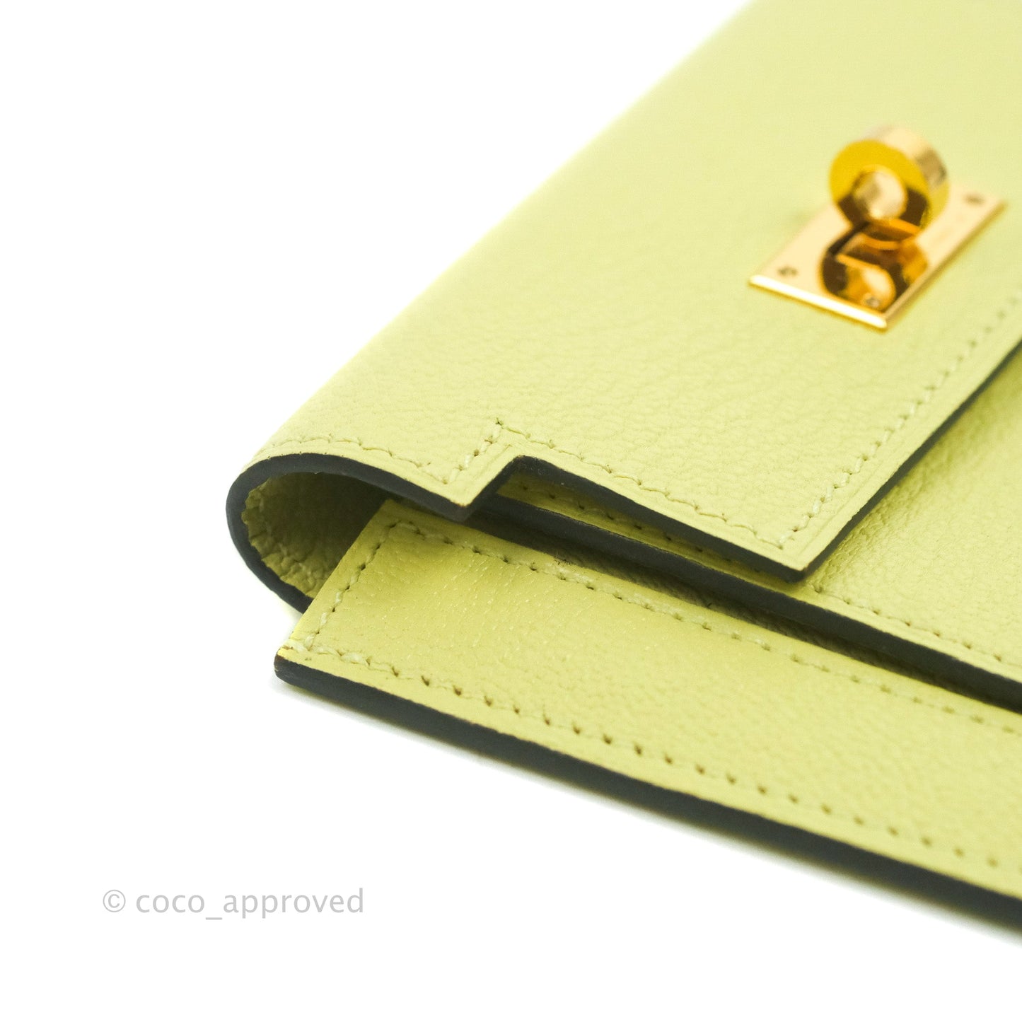 Hermès Kelly Pocket Compact Wallet Chevre Mysore Jaune Bourgeon Gold Hardware
