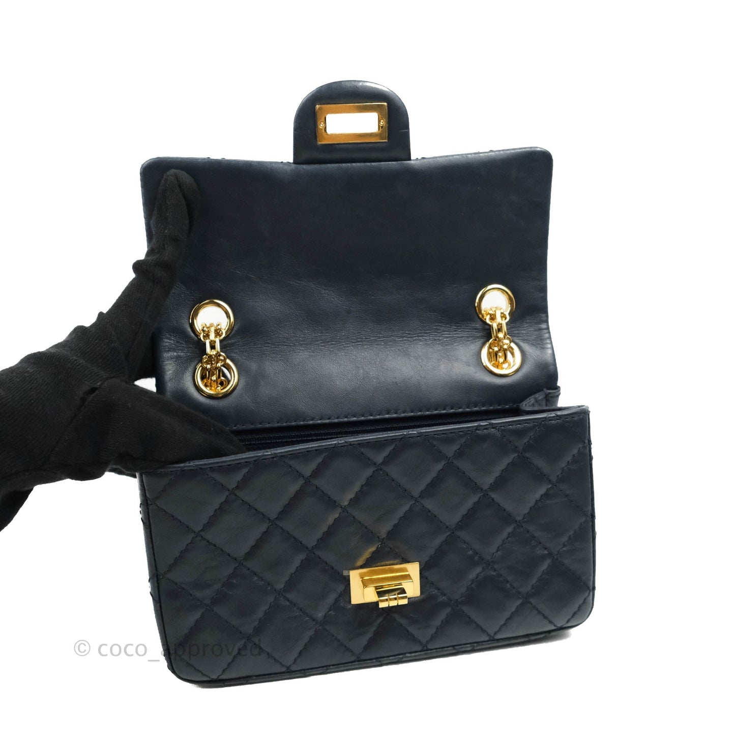 Chanel Mini Reissue 224 Navy Aged Calfskin Gold Hardware