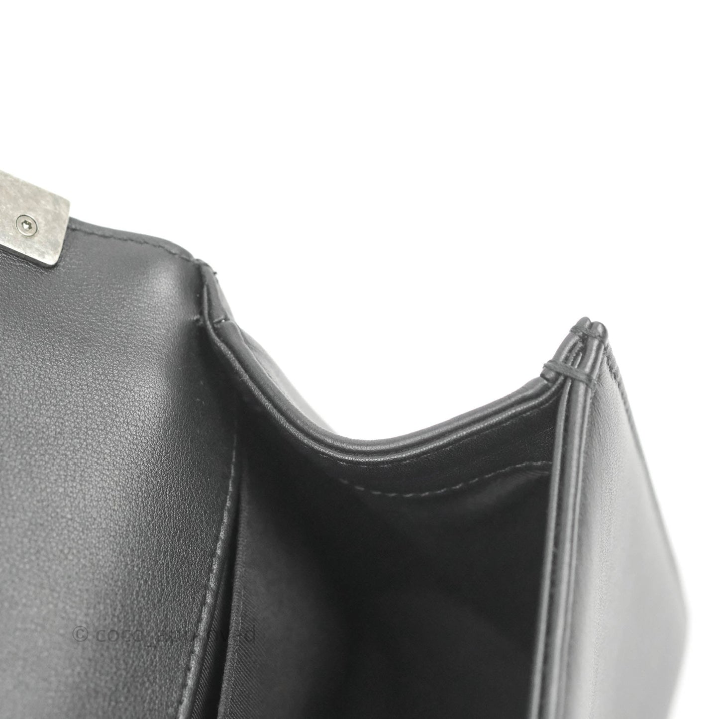 Chanel Quilted Medium Boy Black Calfskin Ruthenium Hardware