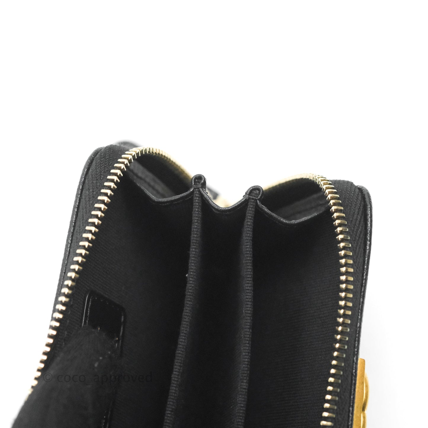 Chanel Chevron Boy Zip Card Holder Black Caviar Gold Hardware