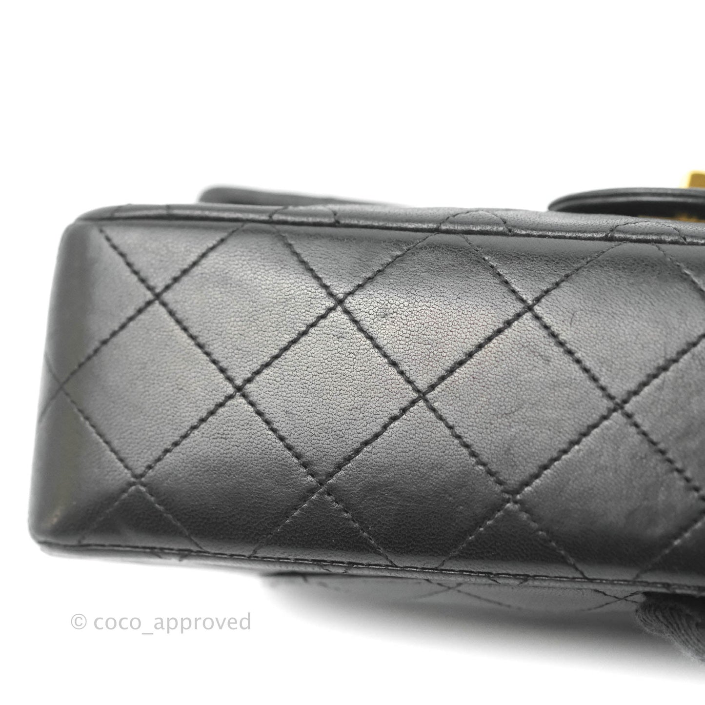 Chanel Vintage Classic S/M Small Double Flap Bag Black Lambskin 24K Gold Hardware