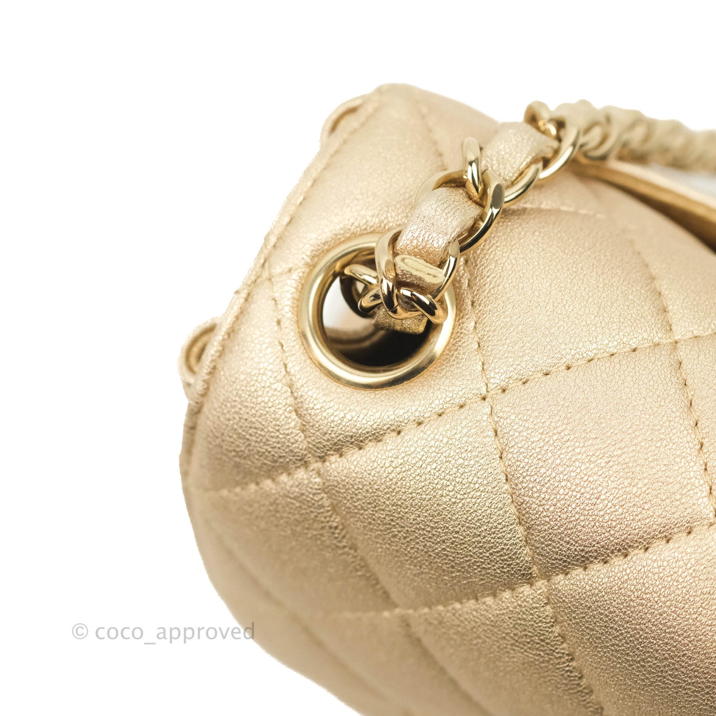 Chanel Classic Quilted Mini Square Flap Iridescent Gold Gold Hardware 21P