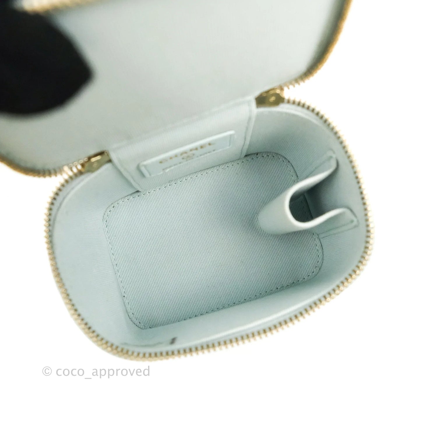 Chanel Mini Top Handle Vanity With Chain Light Blue Lambskin Gold Hardware