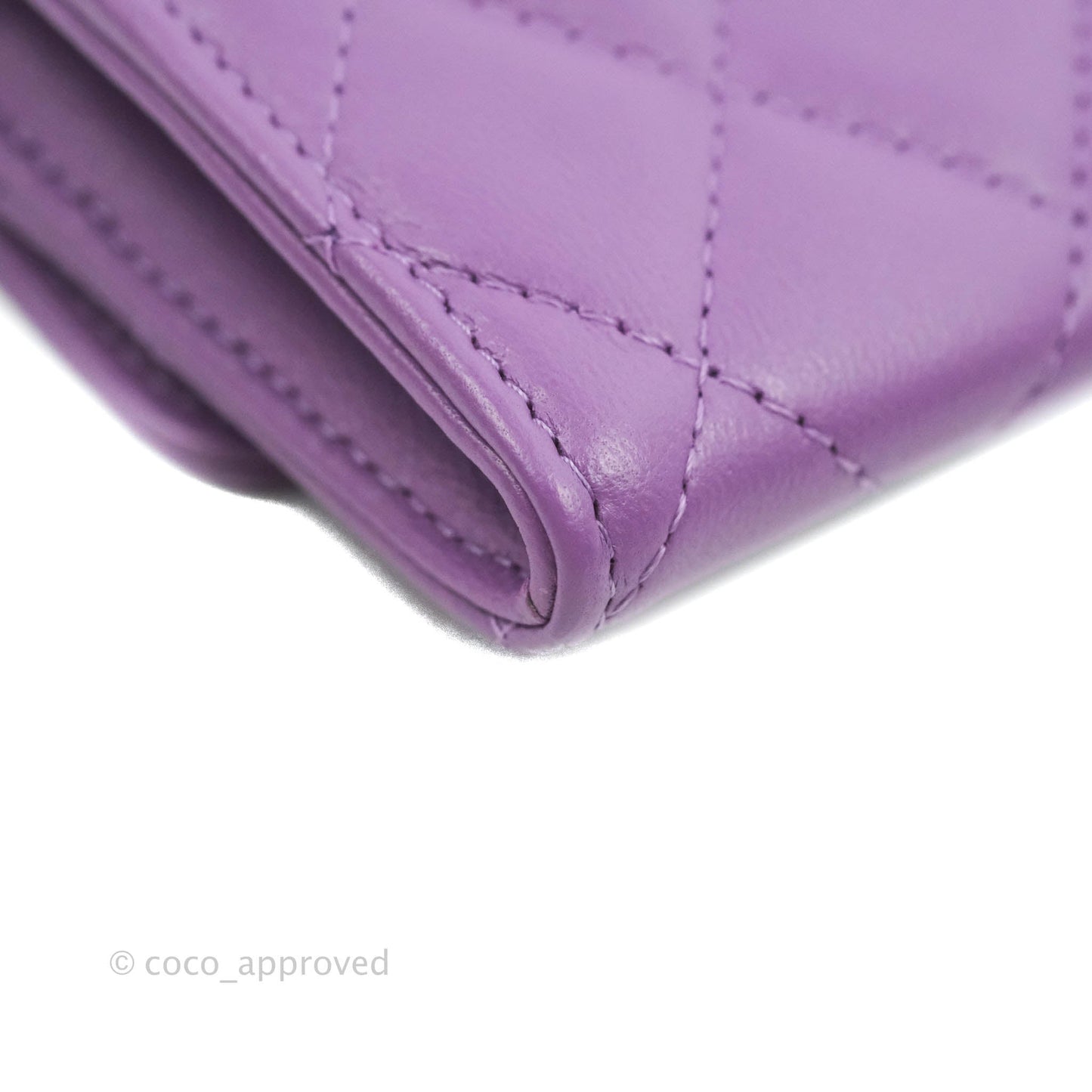 Chanel Quilted Flap Card Holder Purple Lambskin Gold Hardware