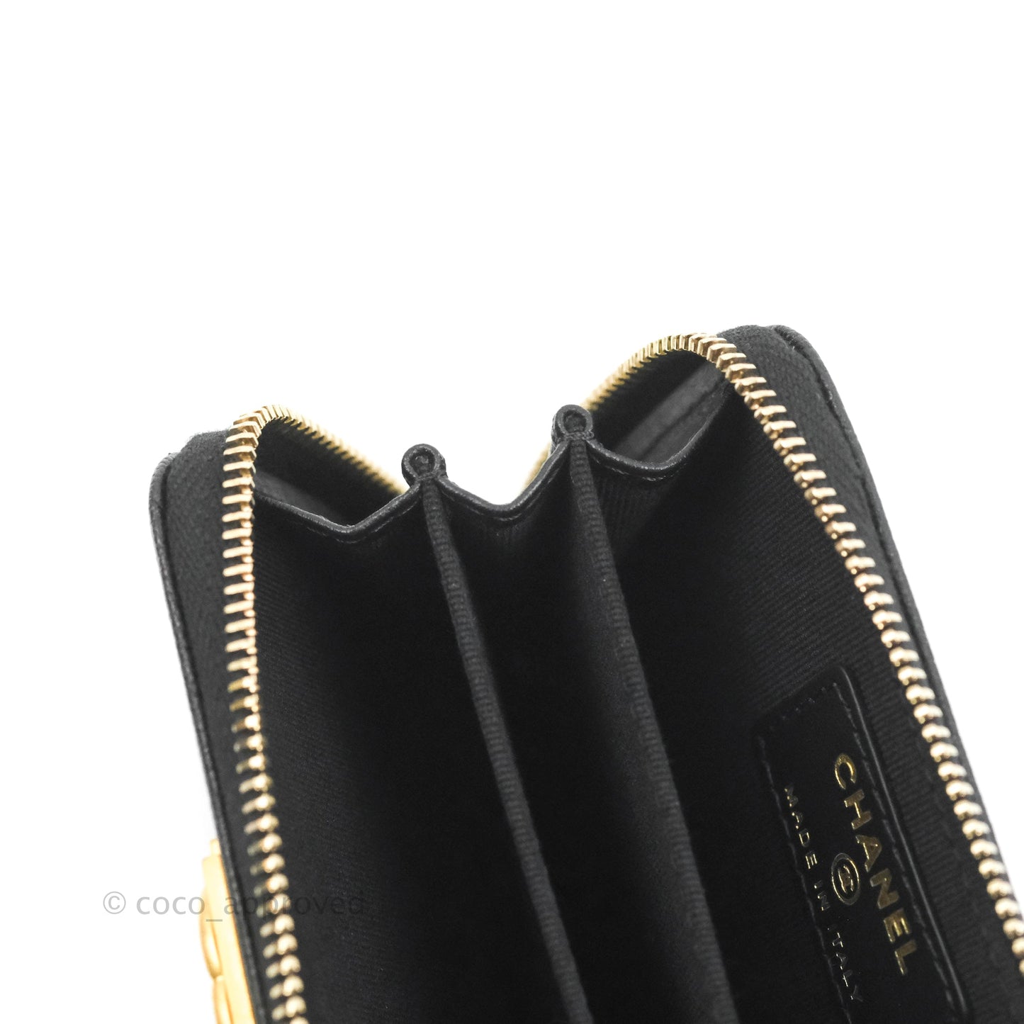 Chanel Chevron Boy Zip Card Holder Black Caviar Gold Hardware