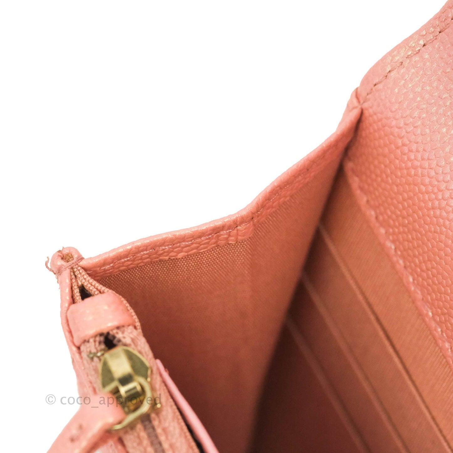 Chanel Quilted Wallet on Chain WOC Iridescent Pink Caviar Gold Hardware 19S