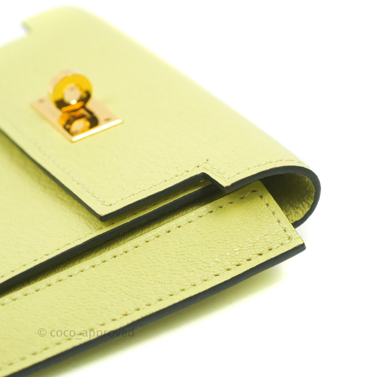 Hermès Kelly Pocket Compact Wallet Chevre Mysore Jaune Bourgeon Gold Hardware