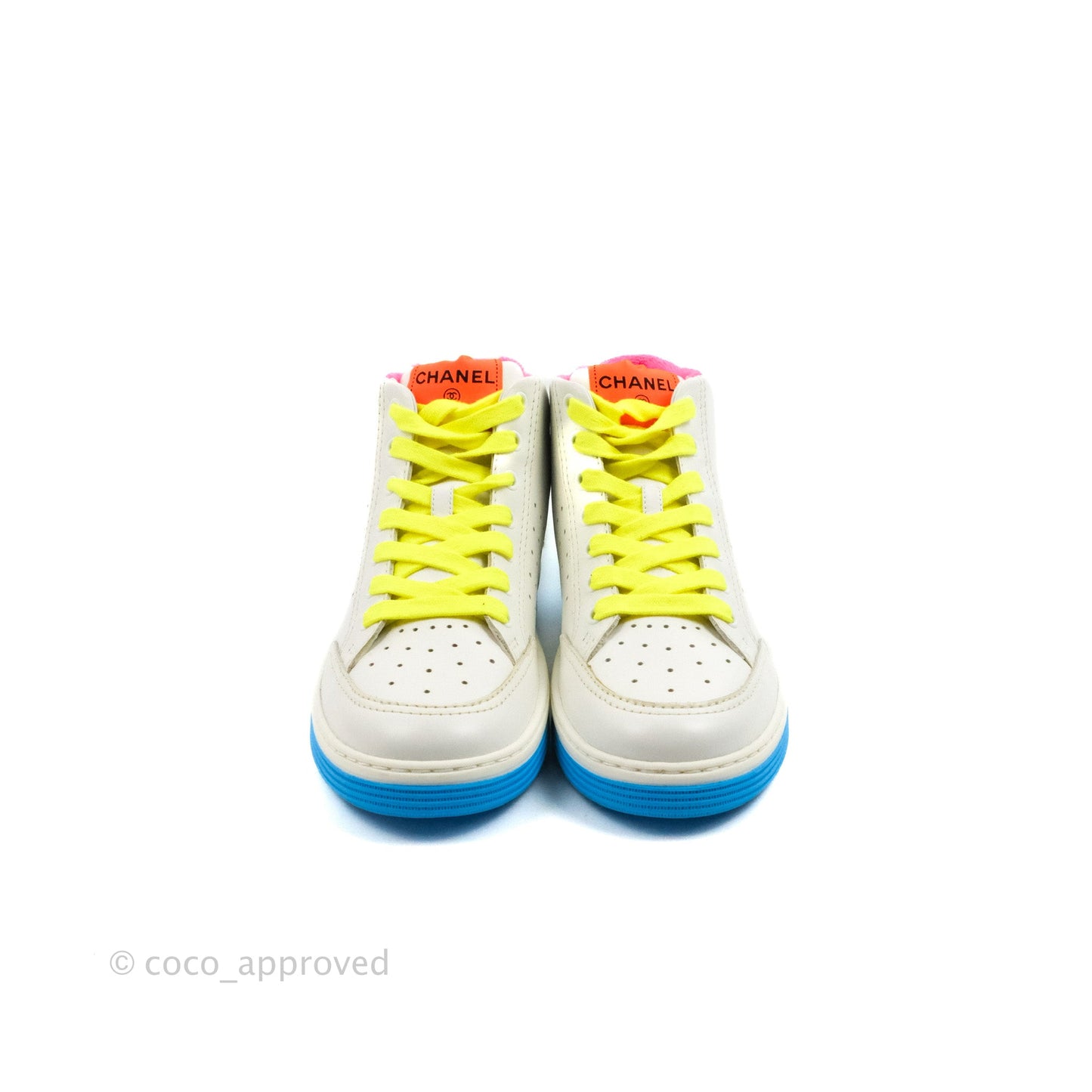 Chanel Calfskin Sneakers White Multicolor Size 38.5