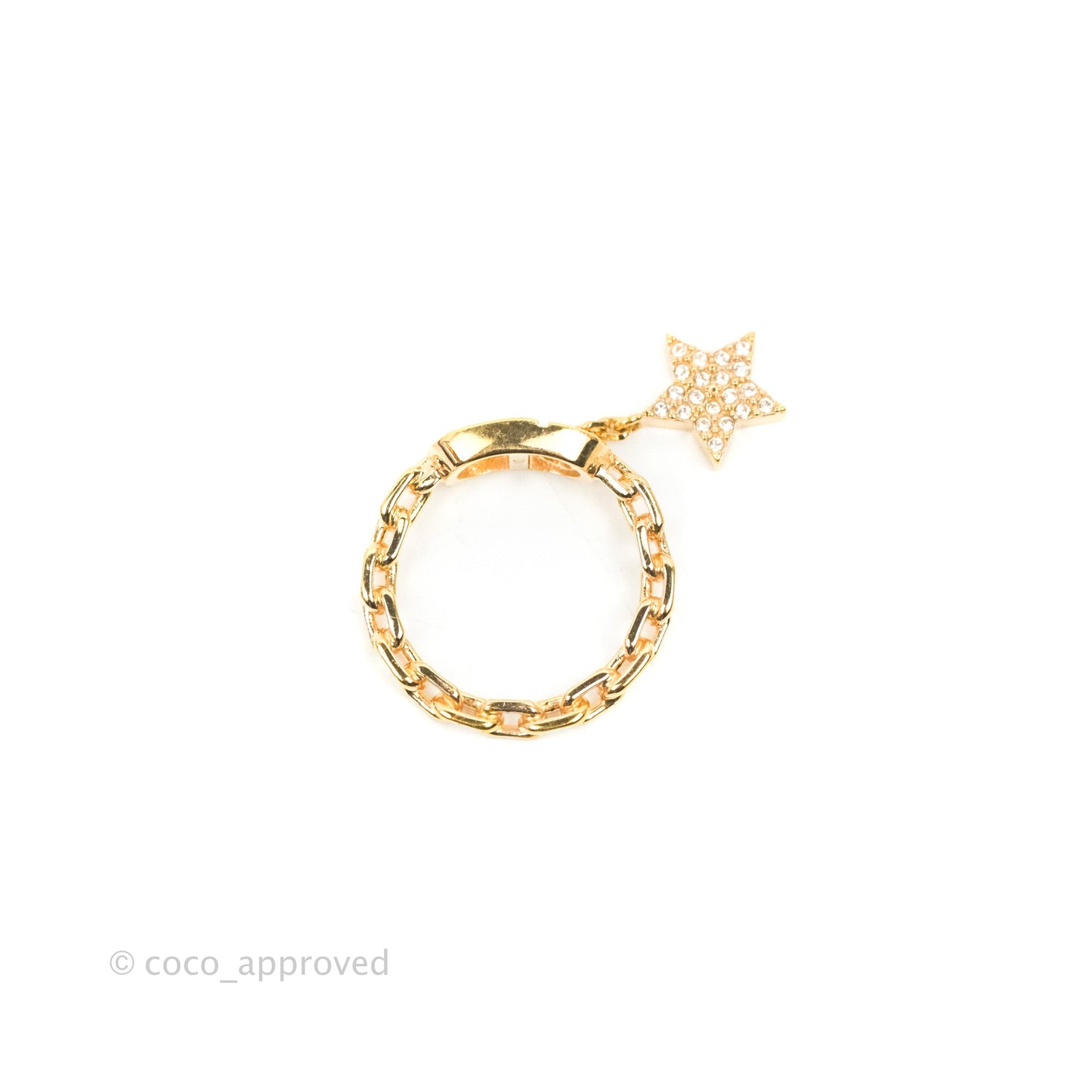 Christian Dior Crystal Petit CD Star Charm Rings Pink Gold