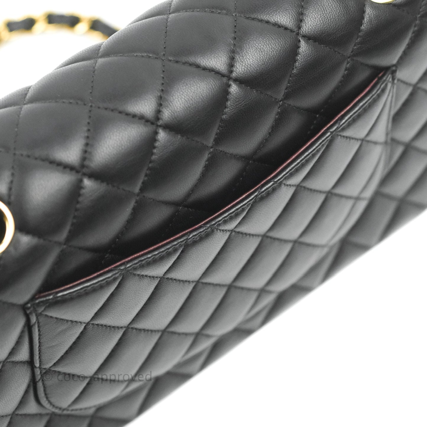Chanel Classic M/L Medium Double Flap Black Lambskin Gold Hardware