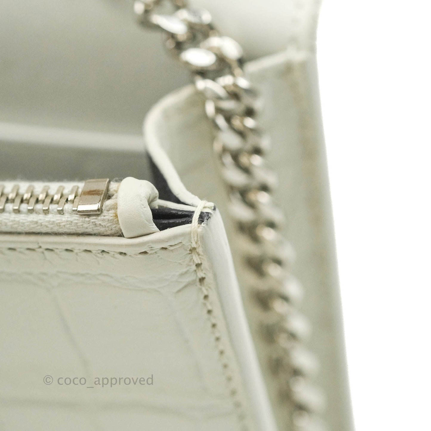 Saint Laurent Kate Tassel WOC White Silver Hardware