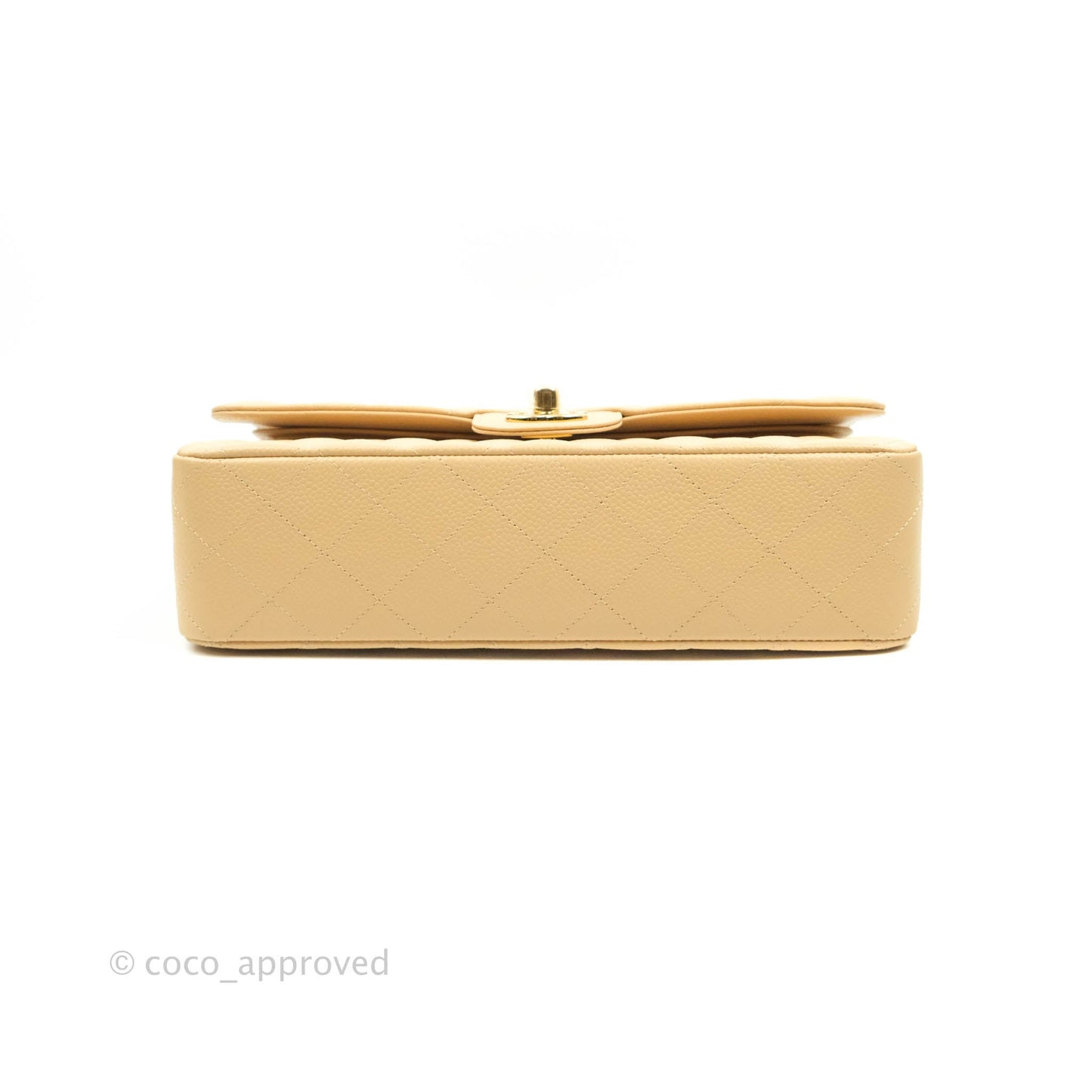 Chanel Classic M/L Medium Flap Quilted Beige Clair Caviar Gold Hardware