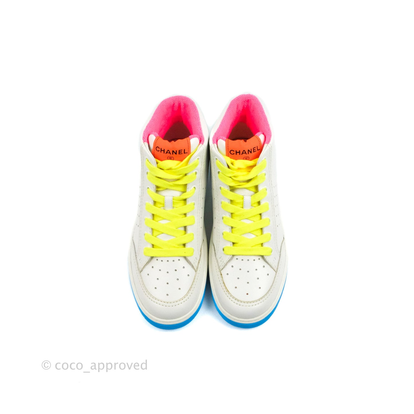 Chanel Calfskin Sneakers White Multicolor Size 38.5
