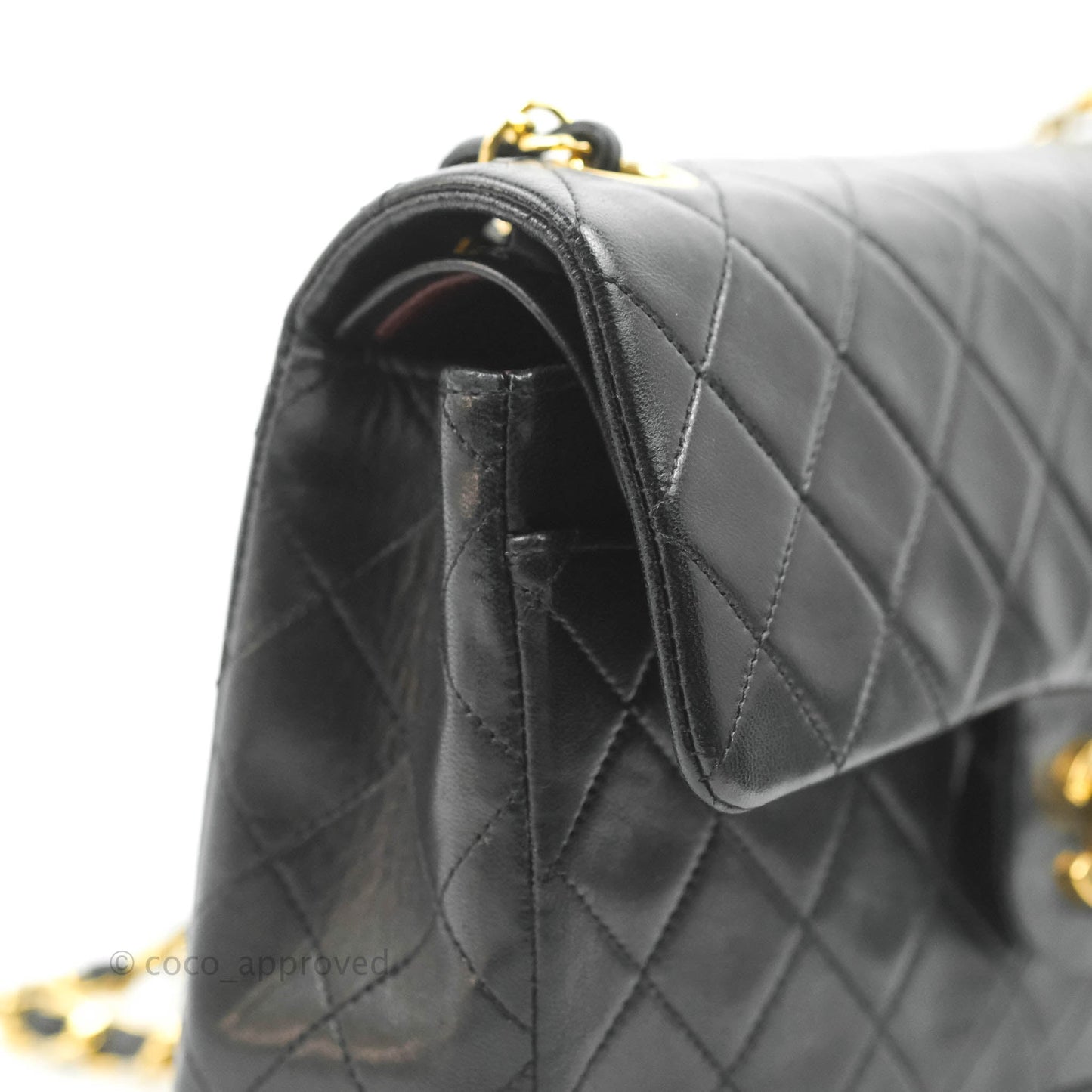 Chanel Vintage Classic S/M Small Double Flap Bag Black Lambskin 24K Gold Hardware