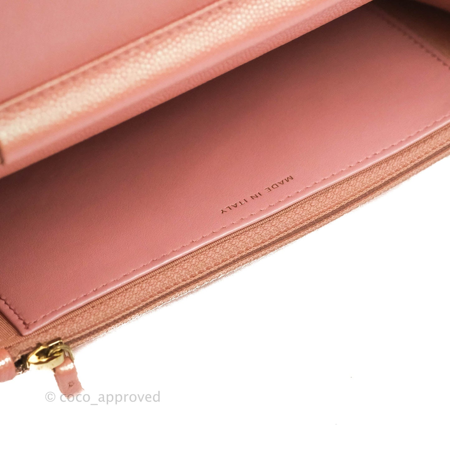 Chanel Quilted Wallet on Chain WOC Iridescent Pink Caviar Gold Hardware 19S