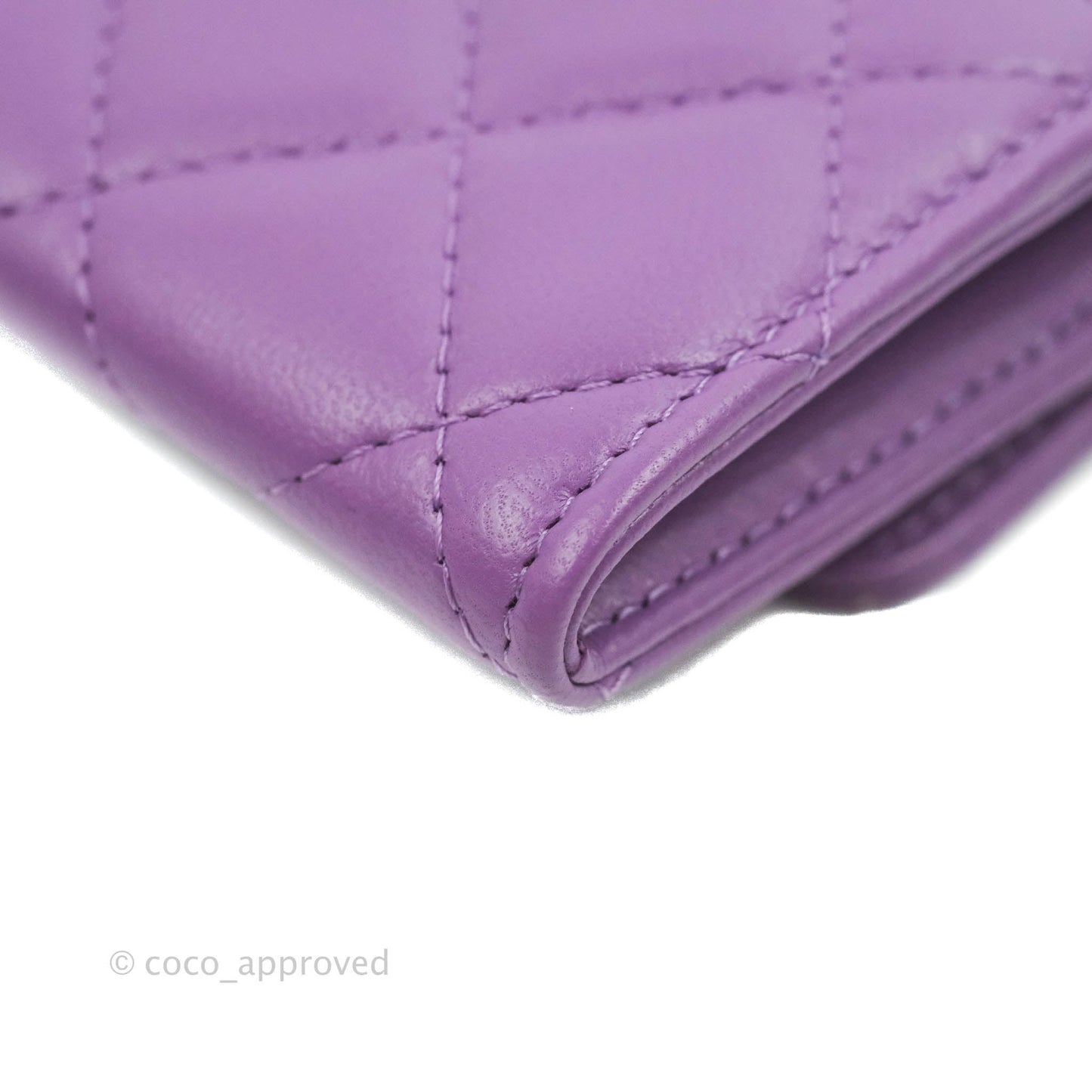 Chanel Quilted Flap Card Holder Purple Lambskin Gold Hardware