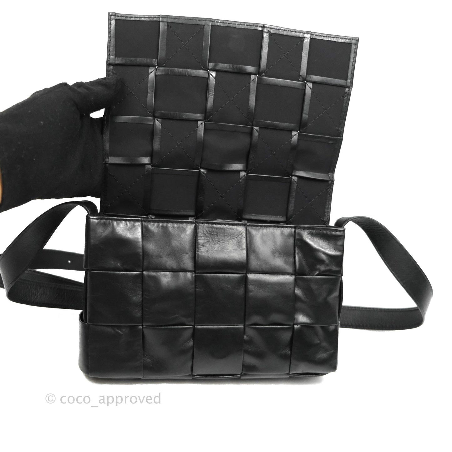 Bottega Veneta Intrecciato Paper Cassette Calfskin Bag Black Silver Hardware
