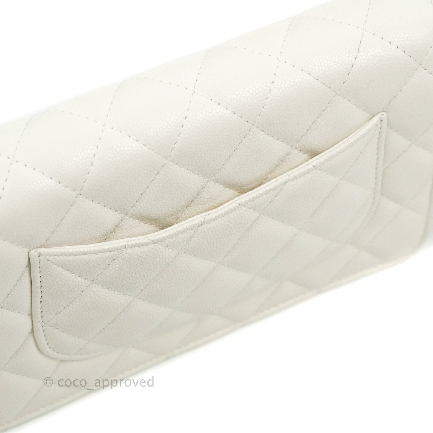 Chanel Quilted Gold CC Coin Wallet on Chain WOC White Caviar Gold Hardware