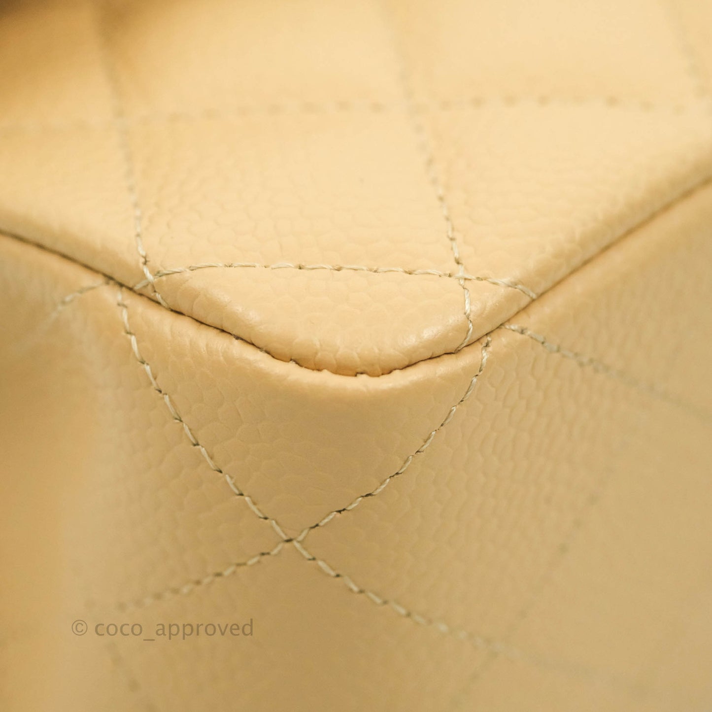 Chanel Classic M/L Medium Flap Quilted Beige Clair Caviar Gold Hardware