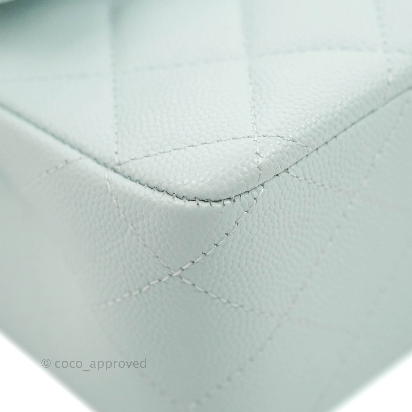 Chanel Quilted Classic M/L Medium Flap Light Blue Caviar Silver Hardware